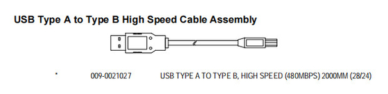 ATM reserveonderdelen NCR 009-0021027 USB TYPE A TO TYPE B, HIGH SPEED (480MBPS) 2000MM (28/24)